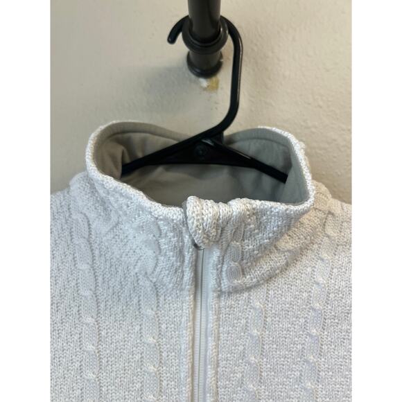 Spyder White Cream Cable Knit Full Zip Sweater Jacket Women’s Medium w/ Pockets - Picture 3 of 13